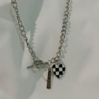 checkered heart necklace new